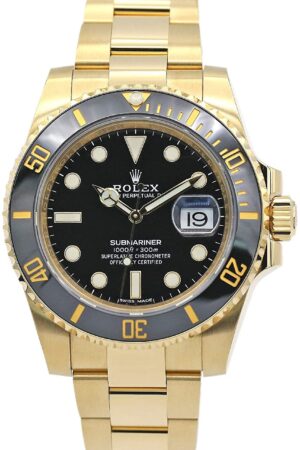 Trendy ROLEX Quartz Gold Black Dial Metal Mens Watch for Man Rlx-Sub-GB