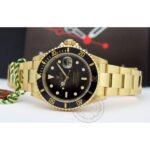 Trendy ROLEX Quartz Gold Black Dial Metal Mens Watch for Man Rlx-Sub-GB