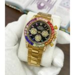 Trendy Rolex Watch Rainbow Diamond Gold Metal Mens Watch for Man RLX-Rainbow