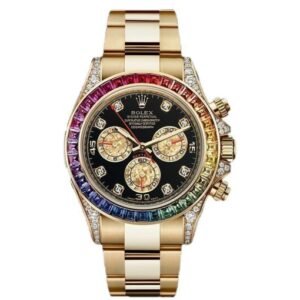 Trendy Rolex Watch Rainbow Diamond Gold Metal Mens Watch for Man RLX-Rainbow