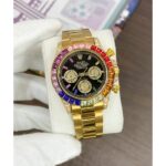 Trendy Rolex Watch Rainbow Diamond Gold Metal Mens Watch for Man RLX-Rainbow