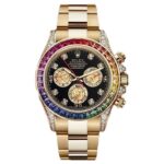 Trendy Rolex Watch Rainbow Diamond Gold Metal Mens Watch for Man RLX-Rainbow