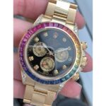 Trendy Rolex Watch Rainbow Diamond Gold Metal Mens Watch for Man RLX-Rainbow