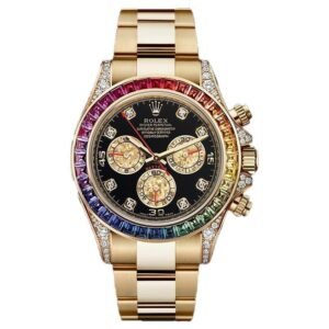 Trendy Rolex Watch Rainbow Diamond Gold Metal Mens Watch for Man RLX-Rainbow