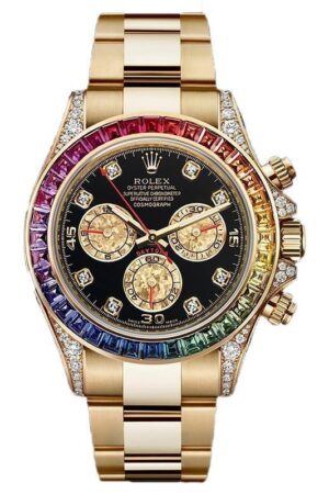 Trendy Rolex Watch Rainbow Diamond Gold Metal Mens Watch for Man RLX-Rainbow