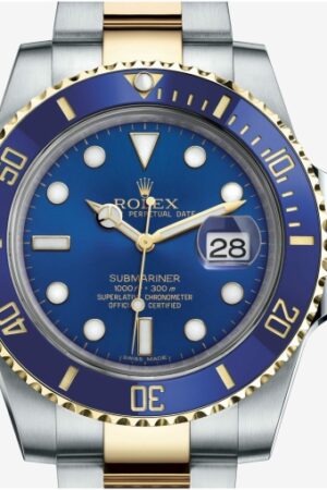 Trendy Rolex Watches Submariner Automatic Silver Gold Blue Dial Metal Men's Watch for Man RLX-BLUE-SG Dual Tone