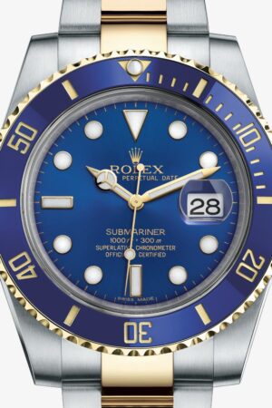 Trendy Rolex Watches Submariner Automatic Silver Gold Blue Dial Metal Men's Watch for Man RLX-BLUE-SG Dual Tone